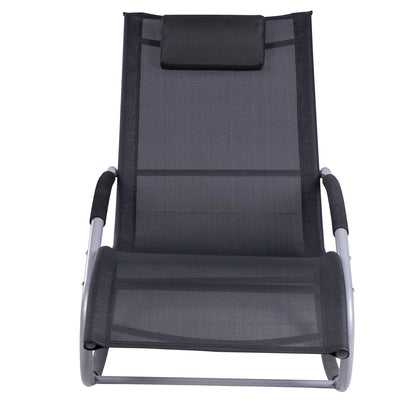 Outsunny Mecedora Para Jardín Con Reposacabezas 63x144x84 Cm Negro_3