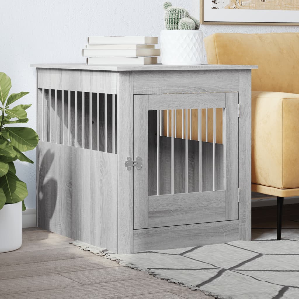 Jaula Para Perros Madera Ingeniería Gris Sonoma 64,5x80x71 Cm_1