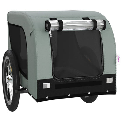 Vidaxl Remolque De Bicicleta Mascotas Hierro Tela Oxford Gris Negro_3