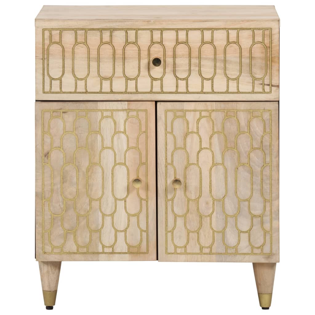 Mesita De Noche Madera Maciza De Mango 50x33x60 Cm_1