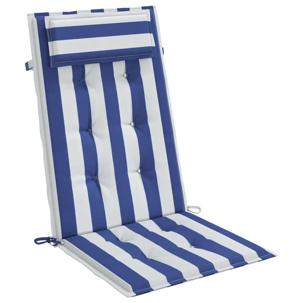 Vidaxl Cojines Silla Respaldo Alto 6 Uds Tela Oxford Rayas Azul Blanco_3