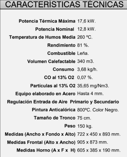BRICOSOL Insertable de leña con horno y turbinas FM Modelo IT-180 H_2