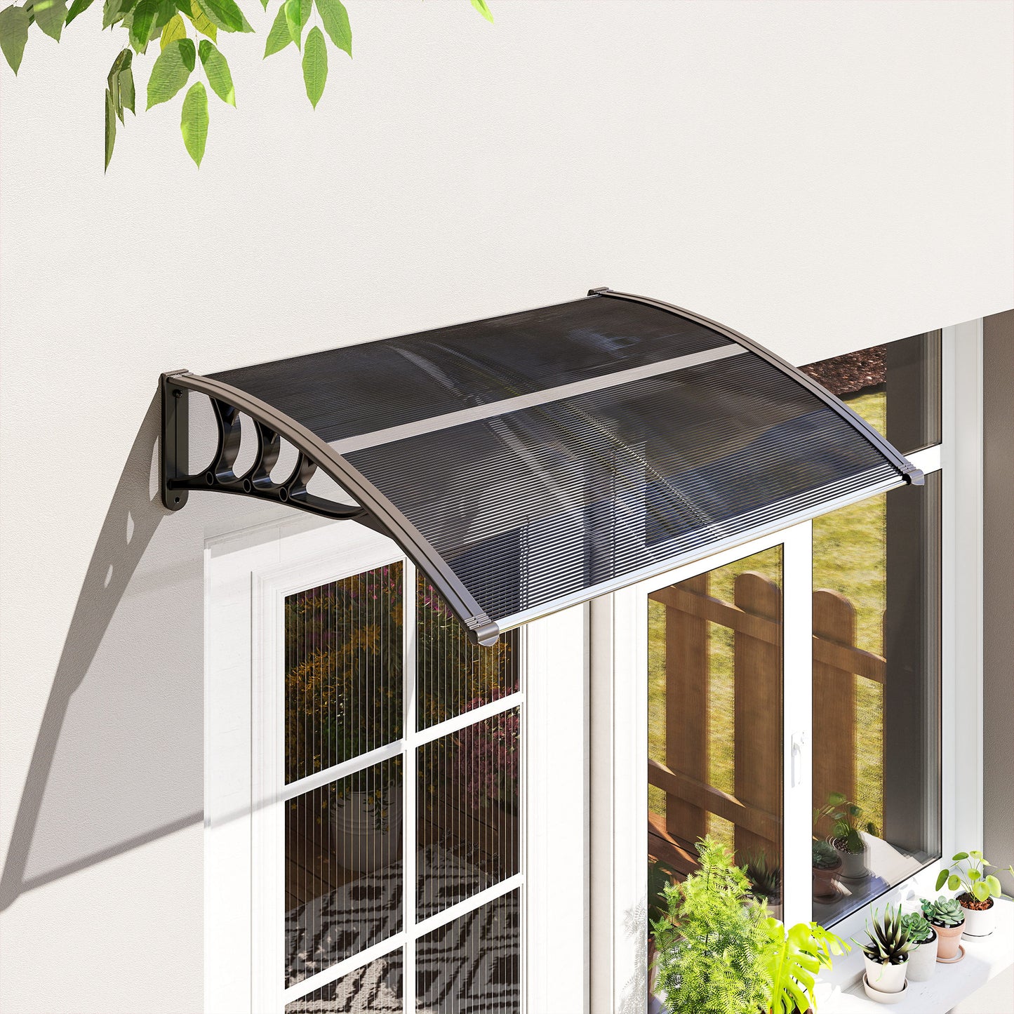 Outsunny Marquesina Exterior Para Puertas Y Ventanas 100x75 Cm Negro_1