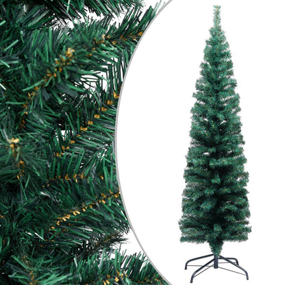 Vidaxl Árbol De Navidad Delgado Con Luces Y Soporte Pvc Verde 150 Cm_1