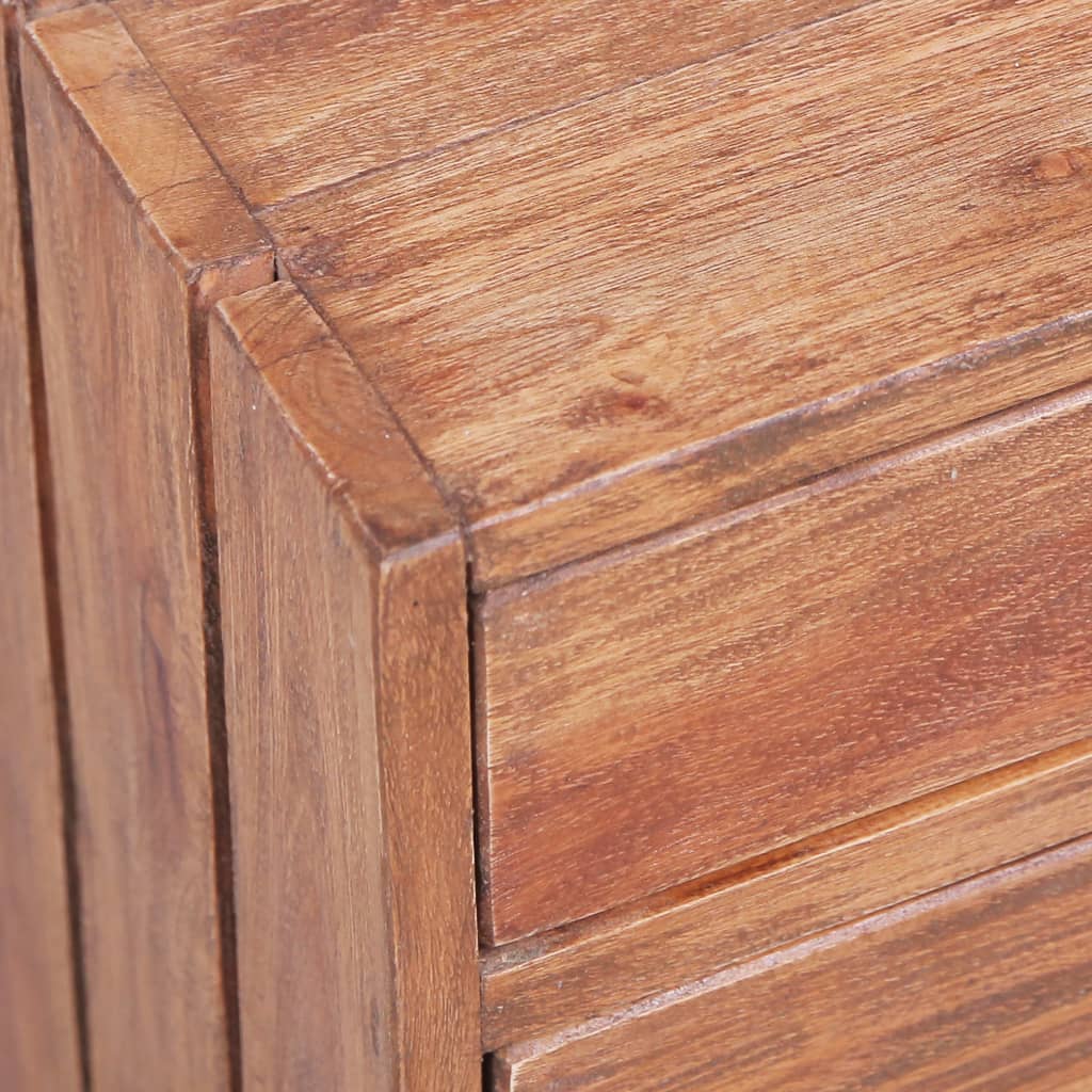 Mesita De Noche Con 3 Cajones Madera Maciza Caoba 35x25x35 Cm_4