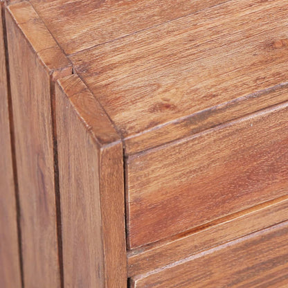 Mesita De Noche Con 3 Cajones Madera Maciza Caoba 35x25x35 Cm_4