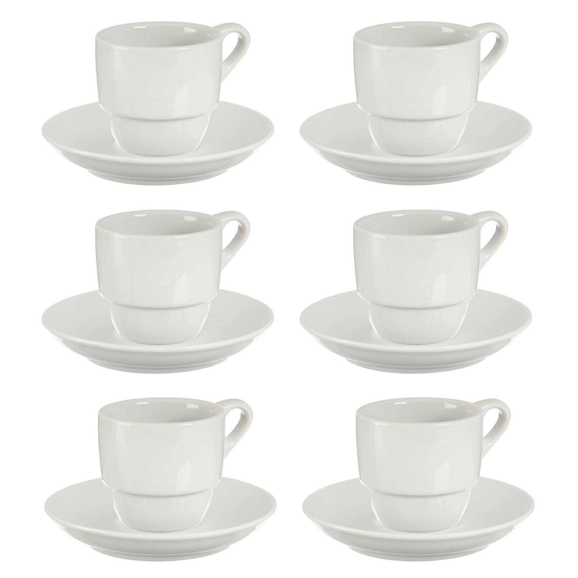 Set 6 Tazas Cafe Porcelana Blanca Con Pl Colección Vessia_0