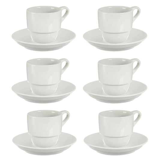 Set 6 Tazas Cafe Porcelana Blanca Con Pl Colección Vessia_0