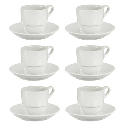 Set 6 Tazas Cafe Porcelana Blanca Con Pl Colección Vessia