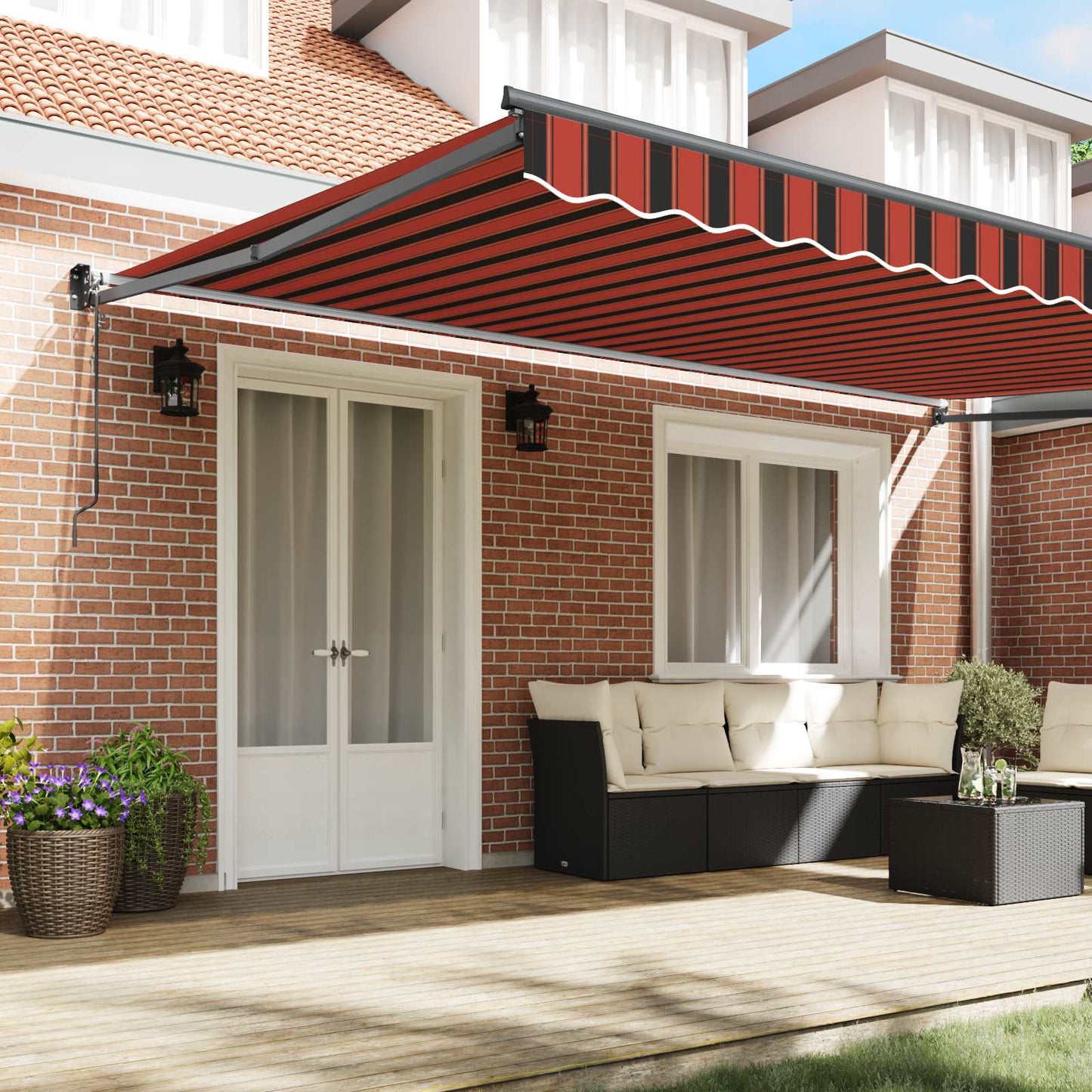 Toldo Retráctil Naranja Y Marrón 500 X 300 X 165 Cm_2