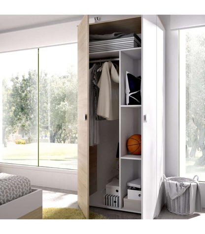 Armario Ropero 2 Puertas Abatibles Santisteban Blanco/natural, 205 Cm(alto) 90 Cm(ancho) 5_3