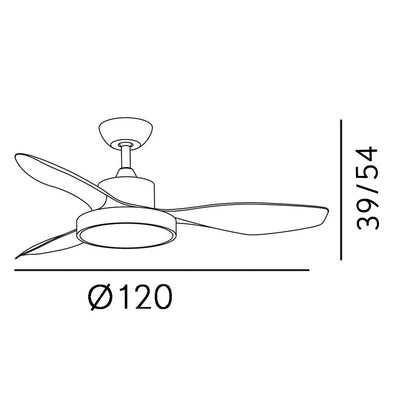 Ventilador Dc Hayate 48w 4080lm Marron 3 Asp 39/54x120x120cm 3000-4000-6000k C/remoto, Memoria Y Temporizador_2