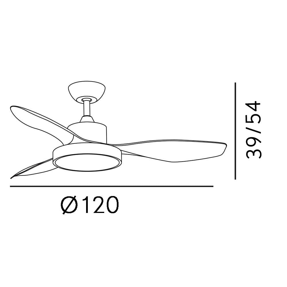 Ventilador Dc Hayate 48w 4080lm Cuero/roble 3 Asp 39/54x120x120cm 3000-4000-6000k C/remoto, Memoria Y Temporizador_1