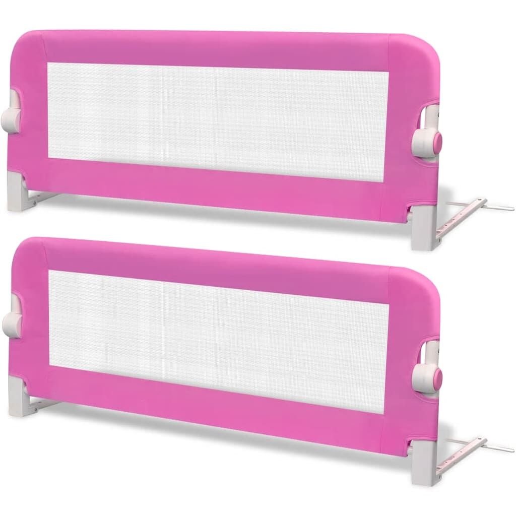 Vidaxl Barandilla De Seguridad Cama De Niño 2 Uds Rosa 102x42 Cm_0
