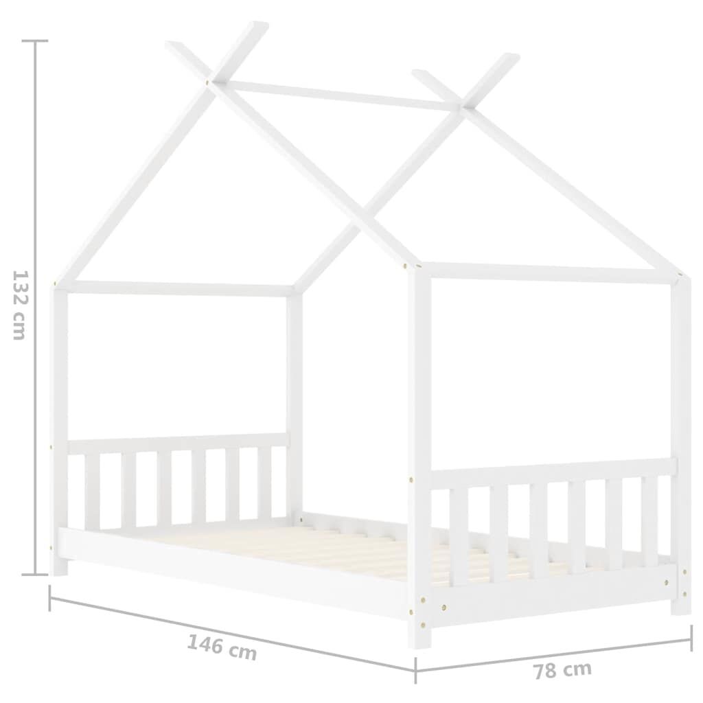 Vidaxl Estructura De Cama Infantil Madera Maciza Pino Blanco 70x140 Cm_2