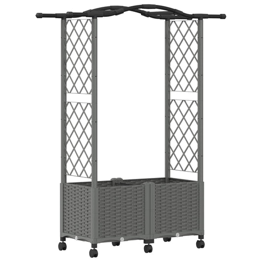 Cama Elevada Con Trellis Y Techo Gris Claro 125 X 40 X 144 Cm_0
