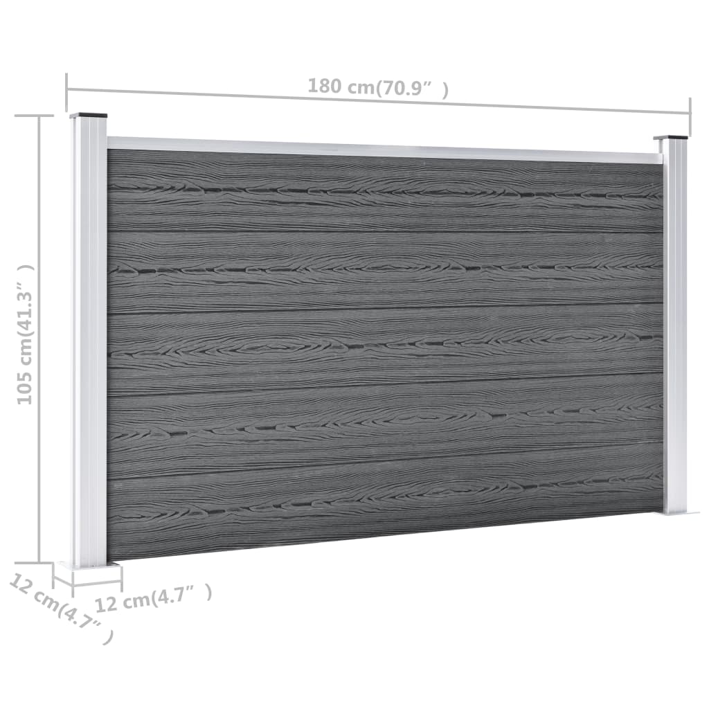 Valla De Jardín De Wpc Gris 353x106 Cm / Vetonek_1