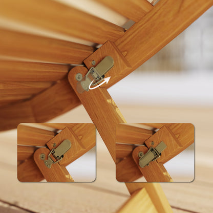 Outsunny Tumbona Plegable De Madera De Acacia Con Cojín Reposacabezas Beige_3