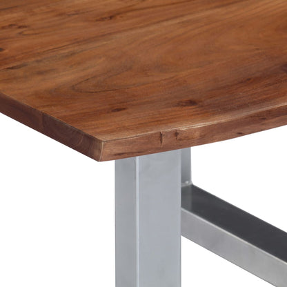 Mesa De Centro Borde Natural Madera Maciza Acacia 60x60x40 Cm_3