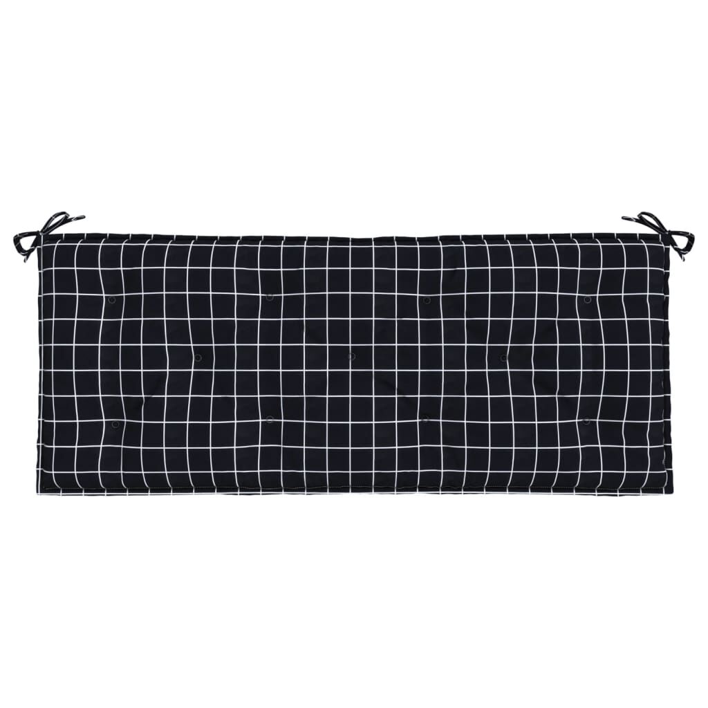 Vidaxl Cojín Para Banco De Jardín Tela A Cuadros Negro 120x50x7 Cm_3