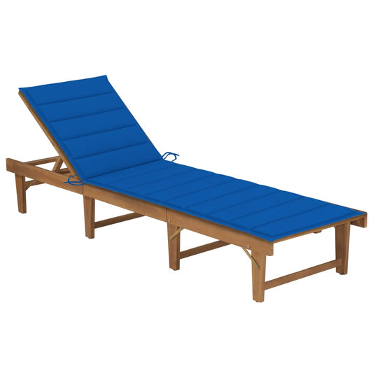 Tumbona Plegable Con Cojín Madera Maciza De Acacia_0