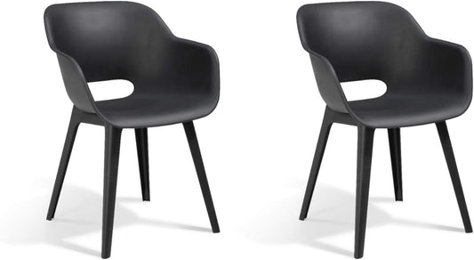 Keter, Conjunto Akola Dos Sillas Jardín Grafito, 56.7x55.8x80.1cm,2 Uds_0