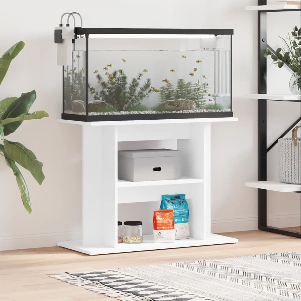 Vidaxl Soporte Para Acuario Madera De Ingeniería Blanco 80x35x60 Cm_1