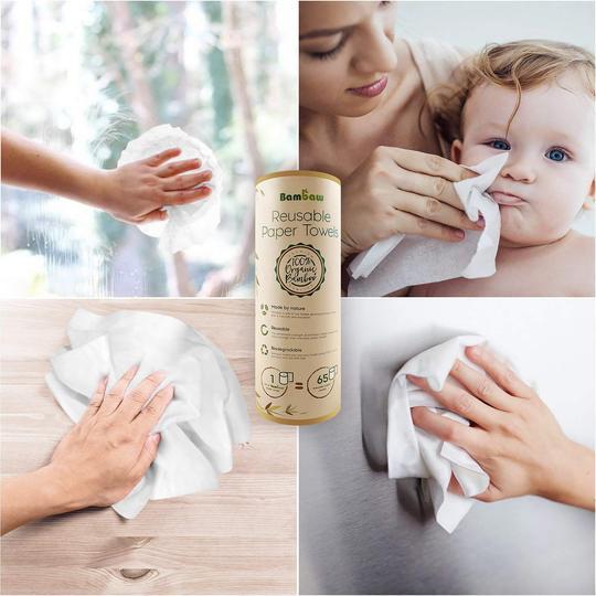 Paños de limpieza reutilizables de bambú Bambaw