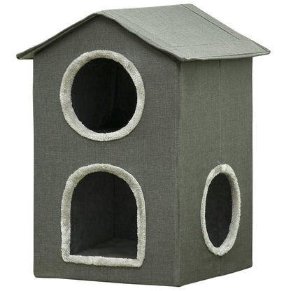 Pawhut Casa Para Gatos De 2 Niveles Con Cojines Lavables 42x46x59,5 Cm Gris_0
