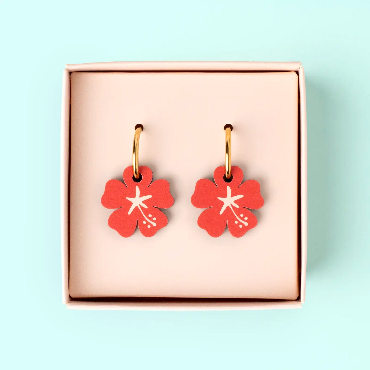 Pendientes Hibisco Nature Vibes - Acero Quirúrgico y Baño de Oro 18k - Resetea_1