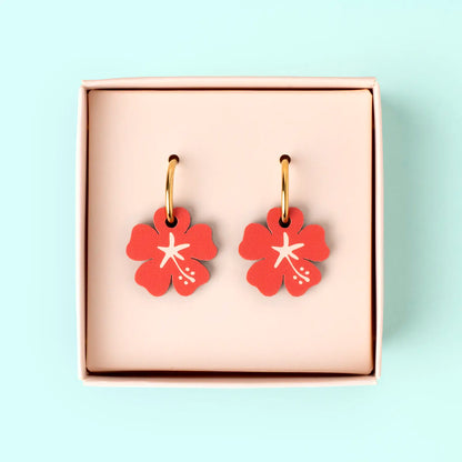 Pendientes Hibisco Nature Vibes - Acero Quirúrgico y Baño de Oro 18k - Resetea_1