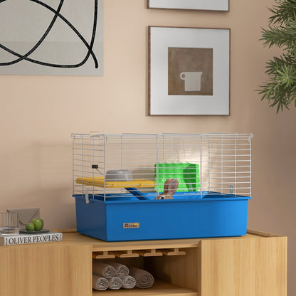 Pawhut Jaula Para Animales Pequeños Con Bandeja Inferior Rampa Comedero Azul_1