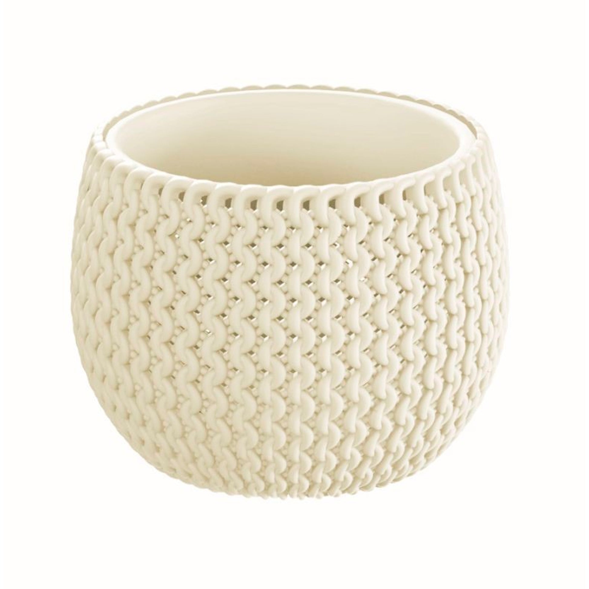 Maceta Redonda Con Deposito Splofy Bowl De Plastico En Color Crema 23,9 (largo) X 23,9 (ancho) X 16,1 (altura) Cm_1