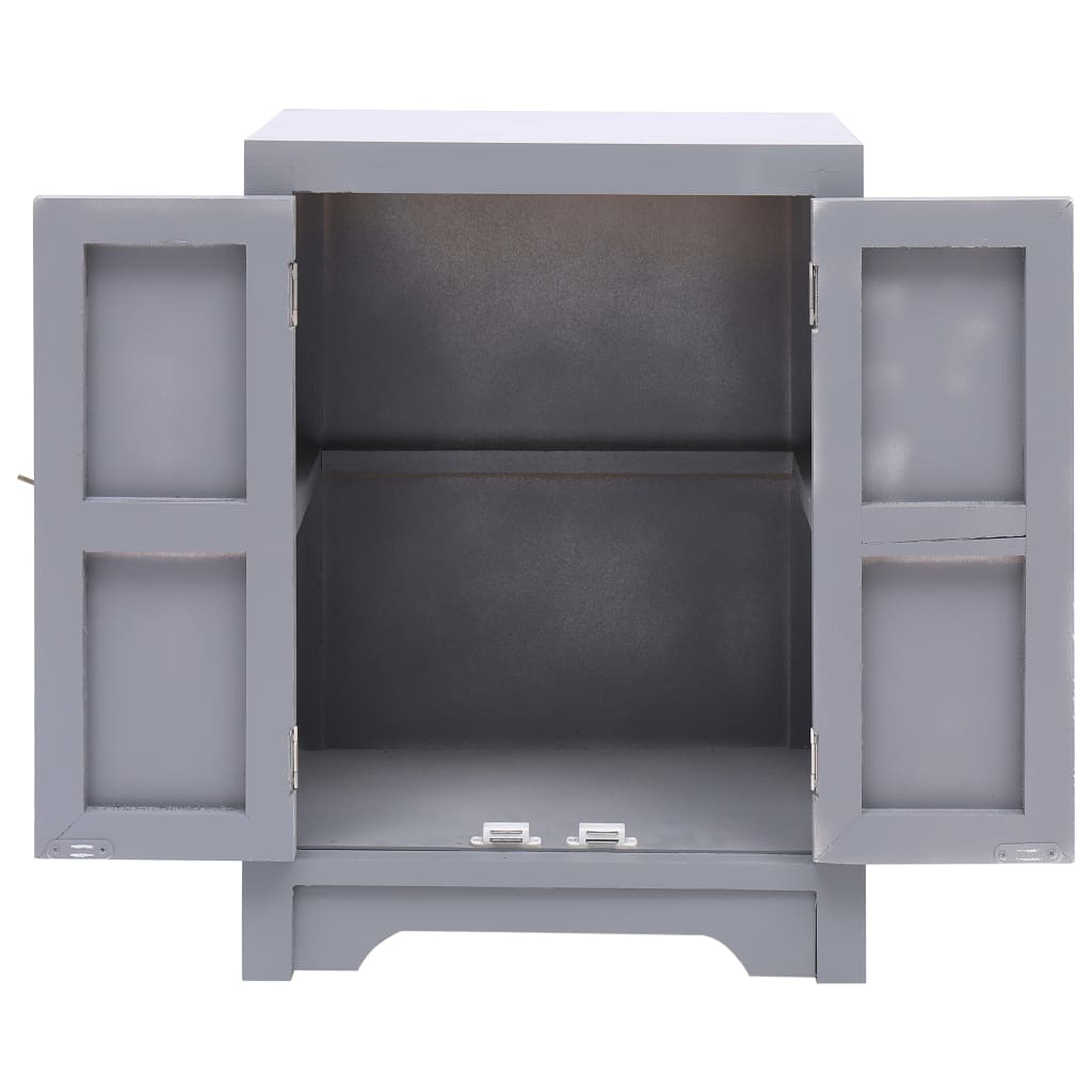 Mesita De Noche Madera De Paulownia Gris 38x28x52 Cm_2