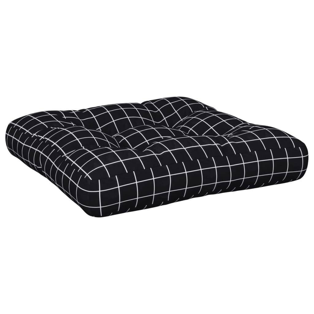 Vidaxl Cojín Para Palés Tela A Cuadros Negro 50x50x12 Cm_3