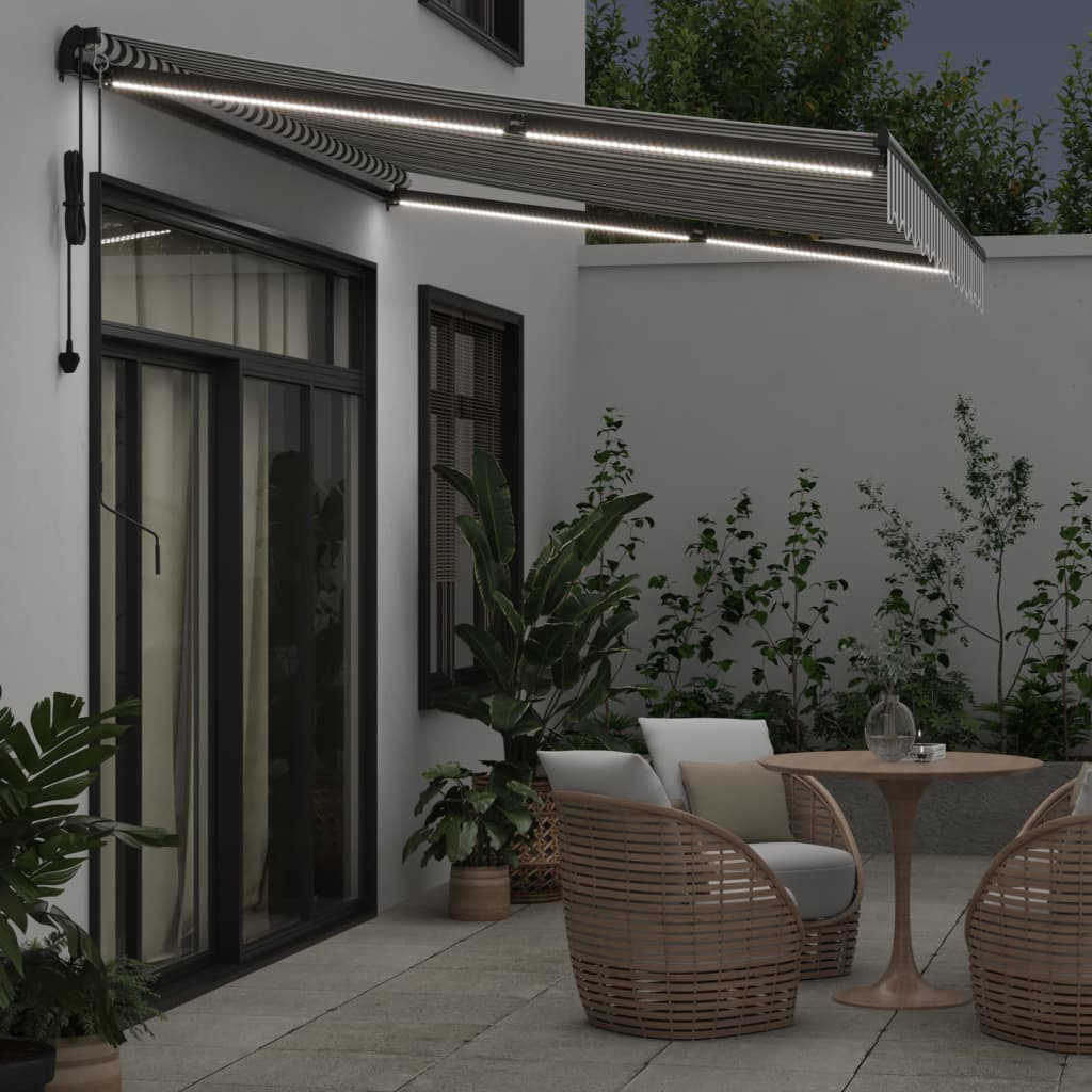 Toldo Retráctil Automático Luz Led Antracita Blanco 350x250 Cm_2