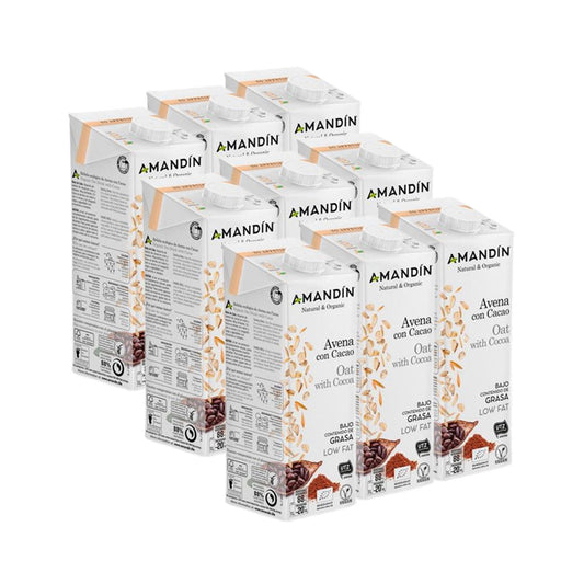 Pack 12 x Bebida de Avena con Cacao Amandin 1 L