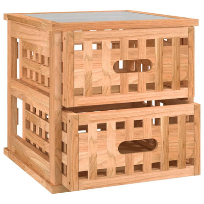 Mesita De Noche Madera Maciza De Nogal 34x34x34 Cm_2