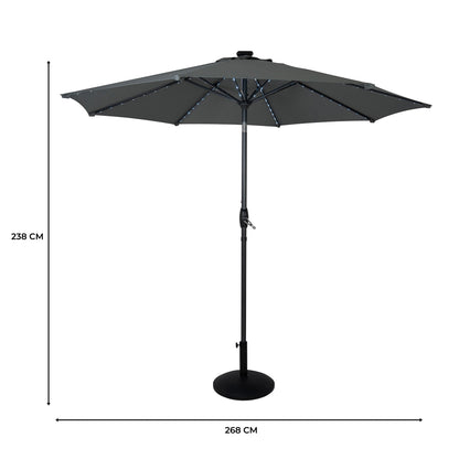 Parasol Led Inclinable 2,7 M Con Base – Gris_4