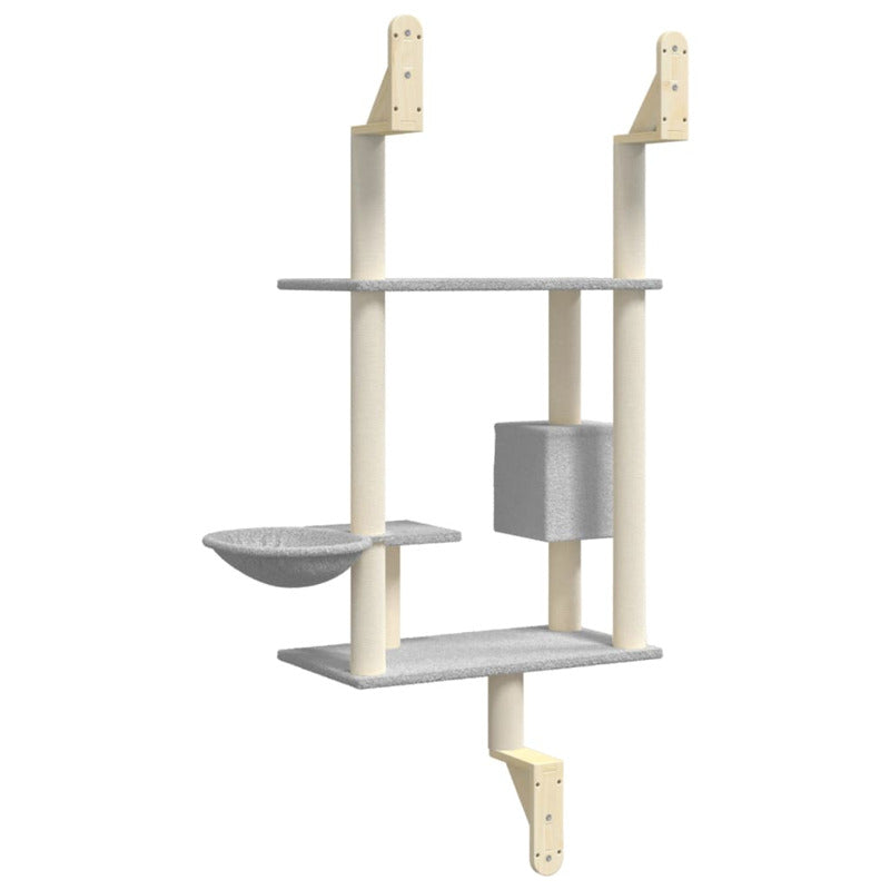 Vidaxl Árbol Rascador Para Gatos De Pared Gris Claro 153 Cm_5