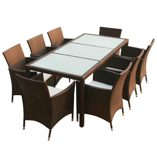 Vidaxl Set Comedor De Jardín 9 Piezas Y Cojines Ratán Sintético Marrón_0