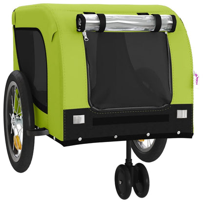 Vidaxl Remolque De Bicicleta Mascotas Hierro Tela Oxford Verde Negro_3