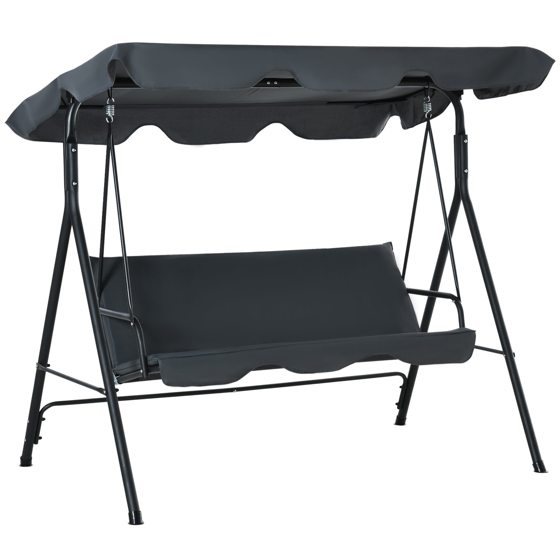 Outsunny Columpio De Jardín De 3 Plazas Con Techo Ajustable 172x110x153 Cm Gris_0