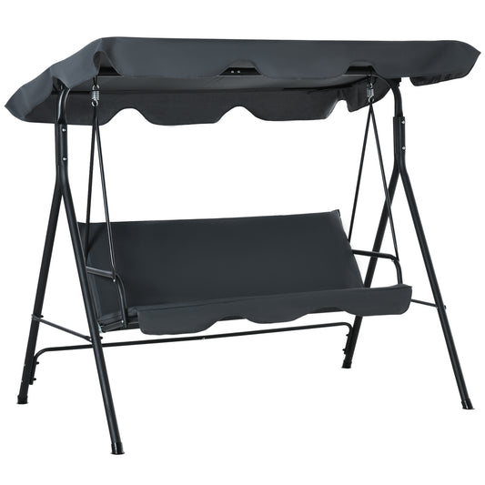 Outsunny Columpio De Jardín De 3 Plazas Con Techo Ajustable 172x110x153 Cm Gris_0
