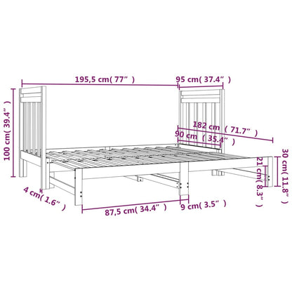Sofá Cama Extraíble Madera Maciza De Pino Negro 2x(90x190) Cm / Vetonek_3