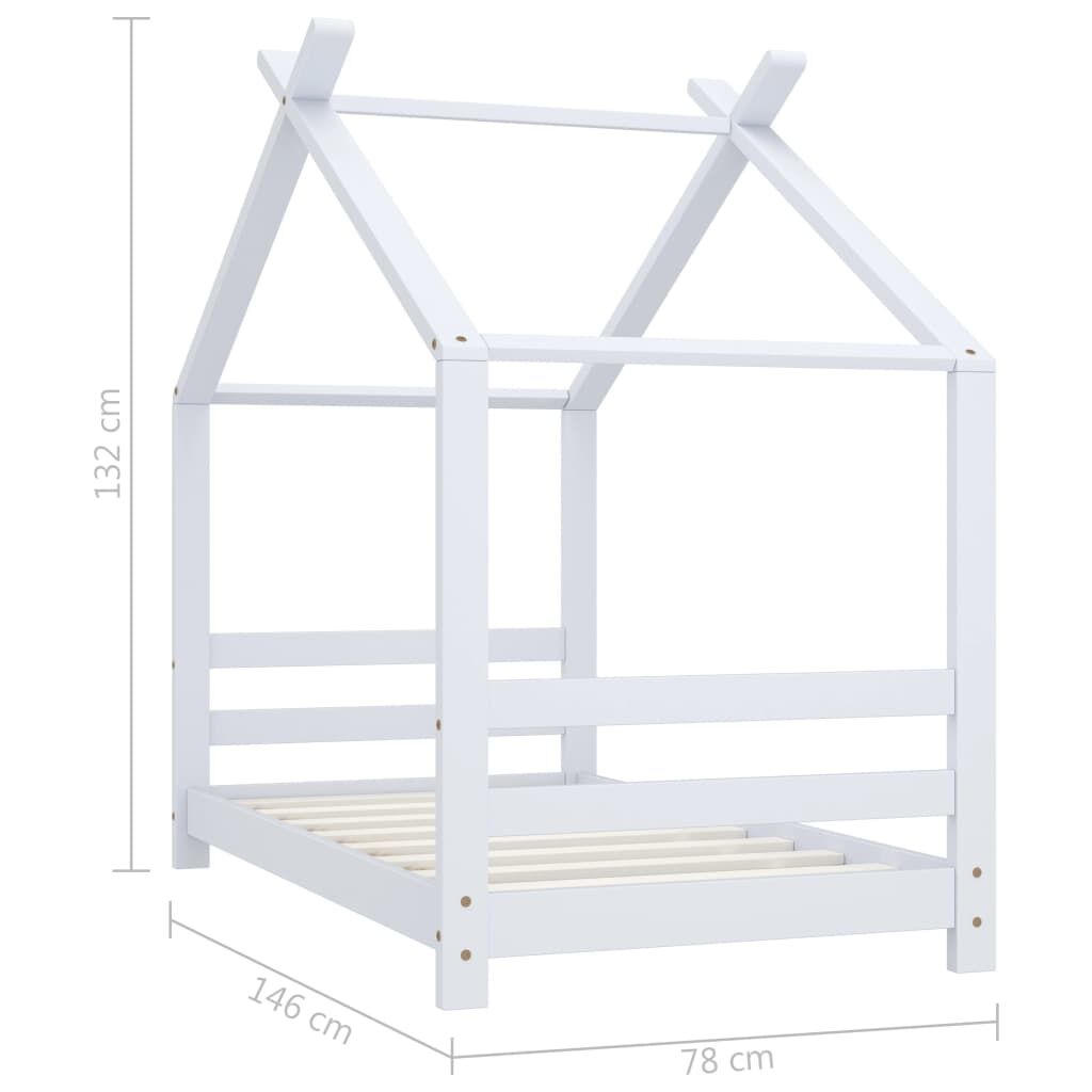 Vidaxl Estructura De Cama Infantil Madera Maciza Pino Blanco 70x140 Cm_2