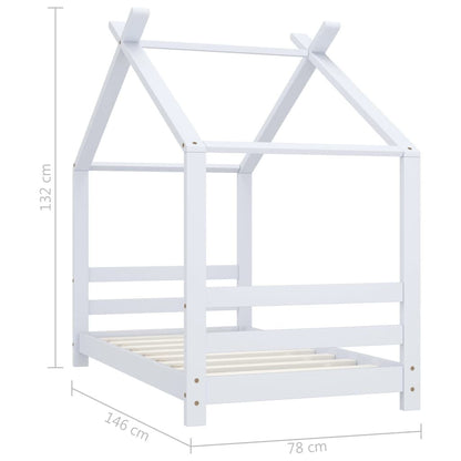 Vidaxl Estructura De Cama Infantil Madera Maciza Pino Blanco 70x140 Cm_2