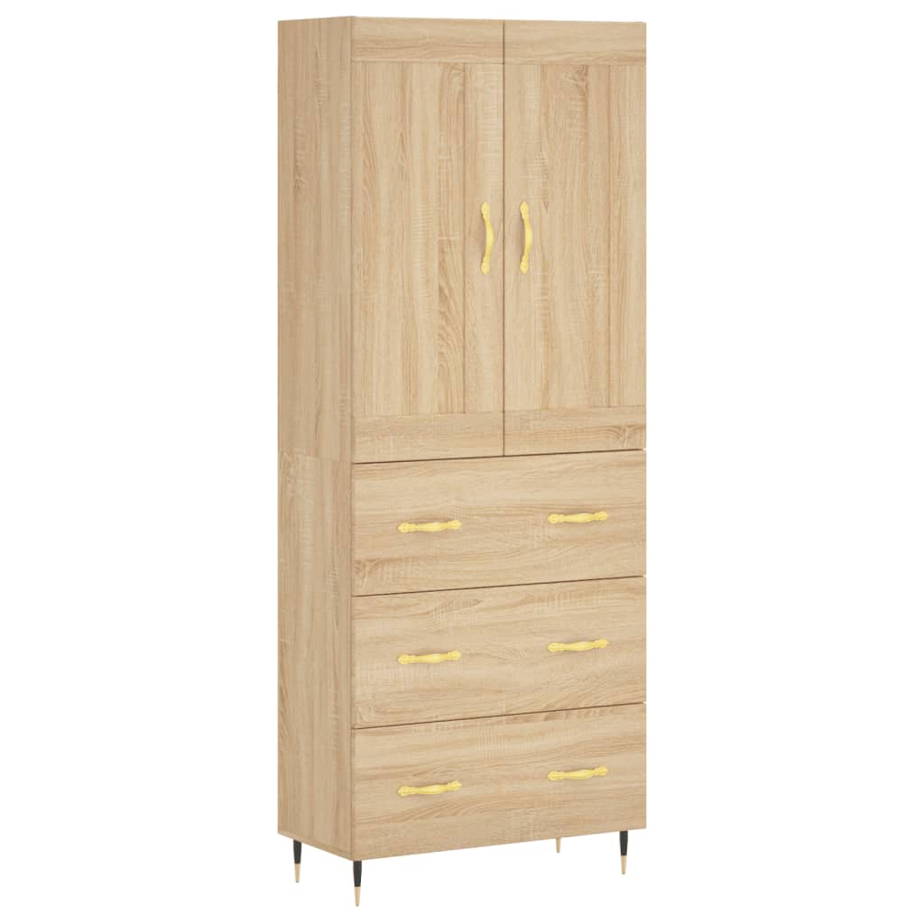 Aparador Alto Madera Contrachapada Color Roble 69,5x34x180 Cm_1