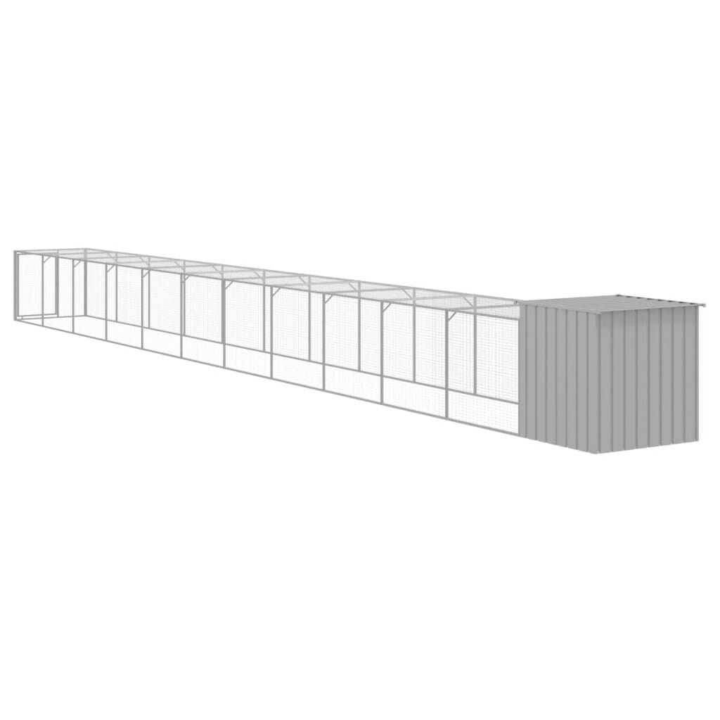 Vidaxl Gallinero Y Corral Acero Galvanizado Gris Claro 110x1221x110 Cm_4