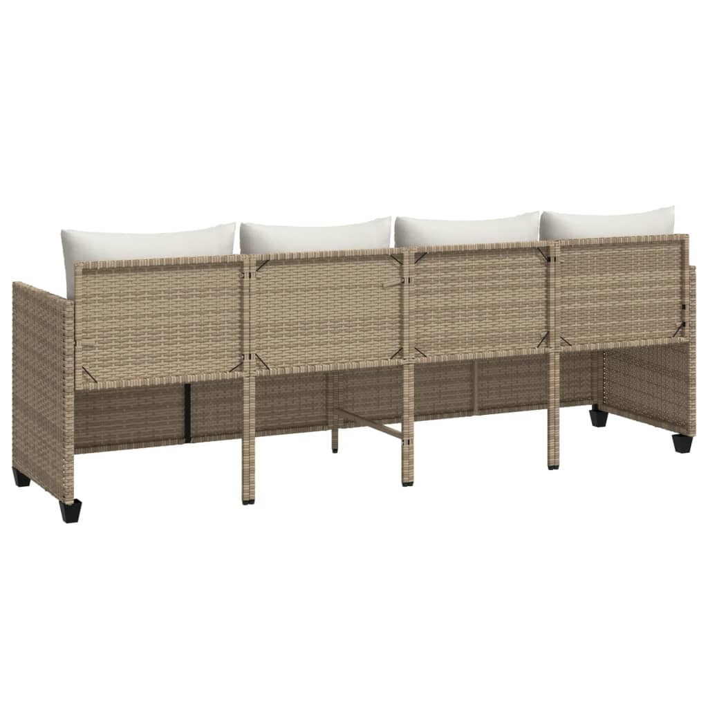 Tumbona Con Cojines Ratán Sintético Beige / Vetonek_4